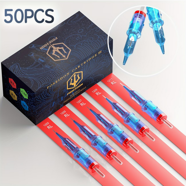 Poseidon V3 Tattoo Cartridge Needles – 50pcs Mixed Box