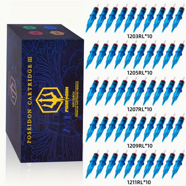 Poseidon V3 Tattoo Cartridge Needles – 50pcs Mixed Box
